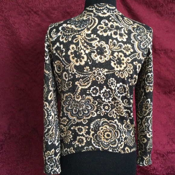 Talbots Gold Metallic Medium Petite Cardigan Holiday Party - Picture 6 of 11